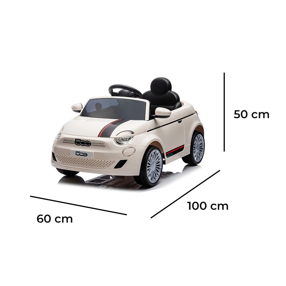 Macchina Elettrica per Bambini Fiat 500 12V 30W con Telecomando Luci e Suoni Bianco
