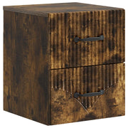 Mobiletto da notte a muro Rovere Fumo 34,5 x 33 x 40 cm