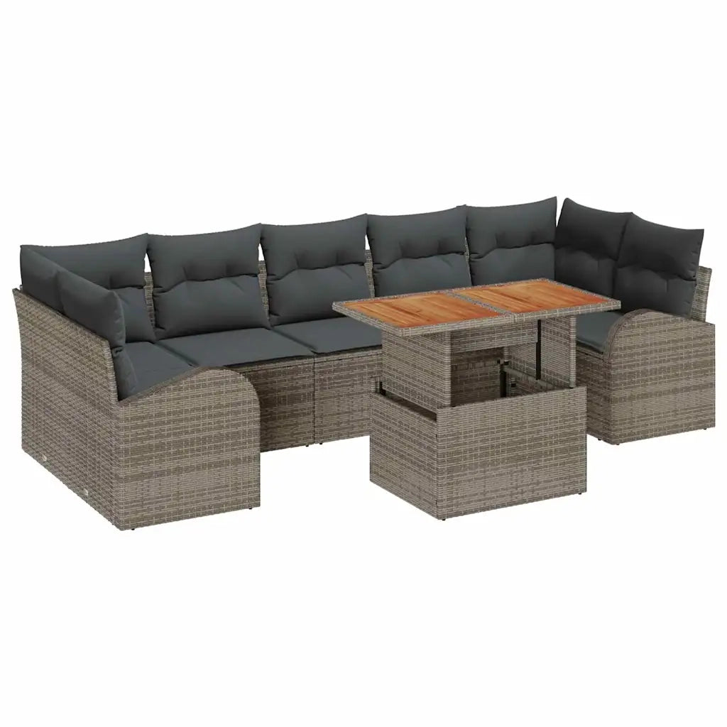 Set Divano da Giardino con cuscino 8 pcs Grigio 3349551