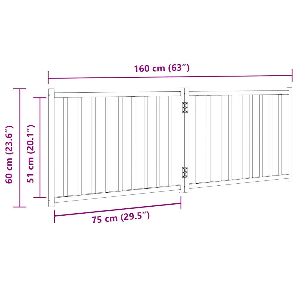 Cancelletto di sicurezza pieghevole per cani 2 pannelli 160 cm legno massello di abete marrone 02_0023054