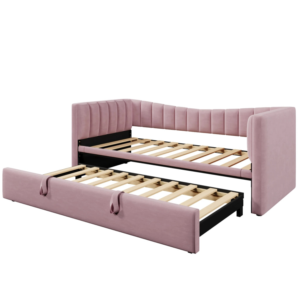 Divano letto 90x200 cm (180x200 cm) con letto estraibile in velluto rosa