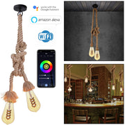 Pendente SMART doppia corda 2 lampade intelligenti vetro LED E27 10W WiFi RGB 1800K sospensione vintage dimmerabile Alexa Google luce decorativa