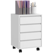 Scrivania con cassetti ¨C zephmum ¨C 4 cassetti, ruote, bianco
