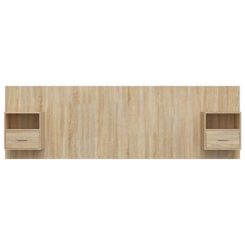 Testiera Letto con Comodini in Legno Multistrato Rovere Sonoma 3115718