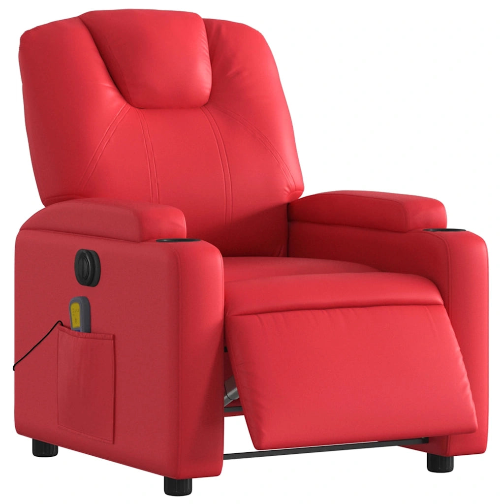 Poltrona | Sedia Relax Massaggio Elettrica Reclinabile Rosso Similpelle
