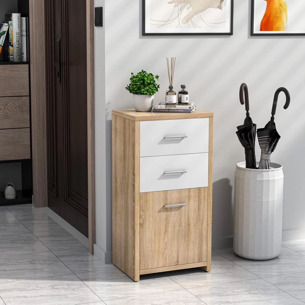 Armadio con 3 Cassetti, Mobiletto Multiuso in Stile Moderno, Ideale per Salone Camera da Letto Ufficio, 40 x 30 x 77,5 cm, Naturale