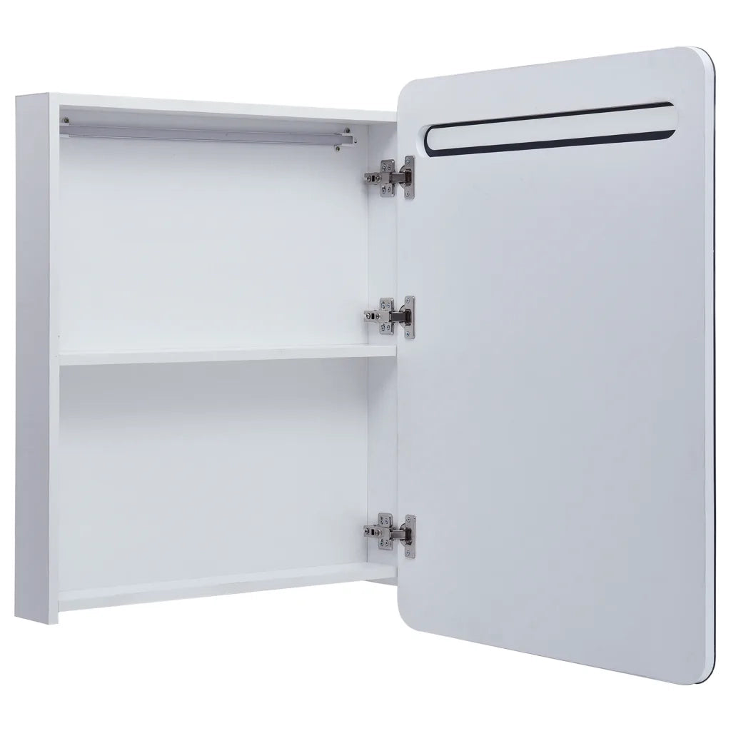Armadietto Bagno con Specchio e LED-Mobiletto a specchio 60x11x80 cm