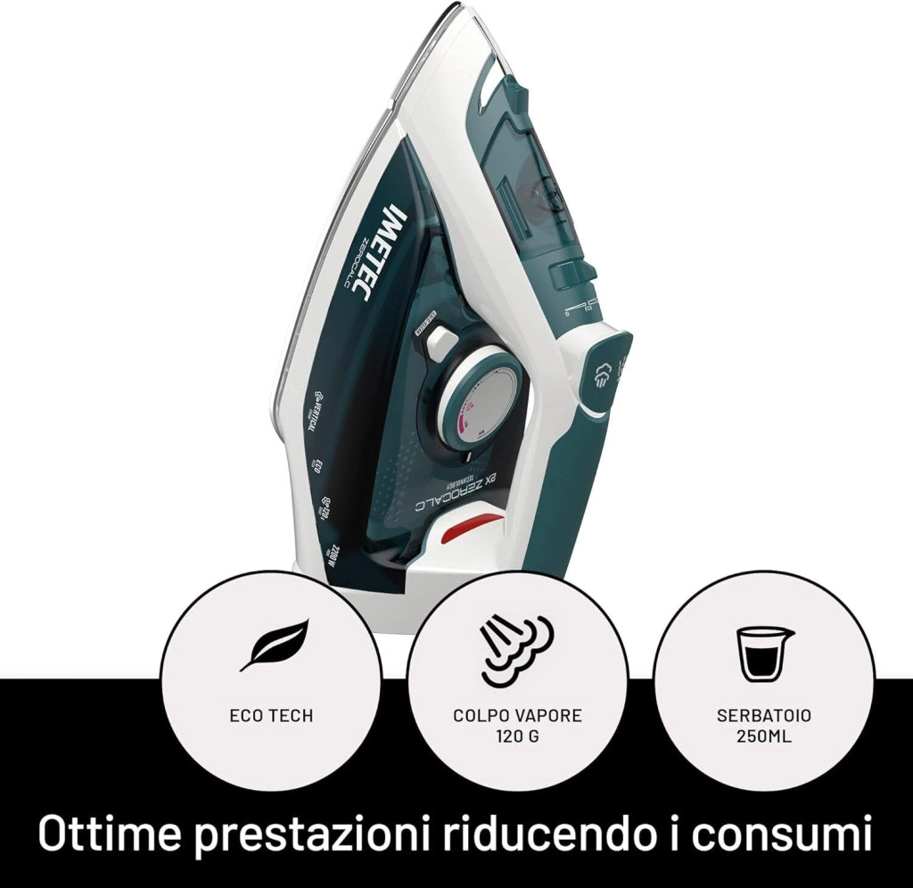 Imetec ZeroCalc Z1 2500 Ferro da Stiro a Vapore 250 ml 2200 W Colpo di Vapore 120g