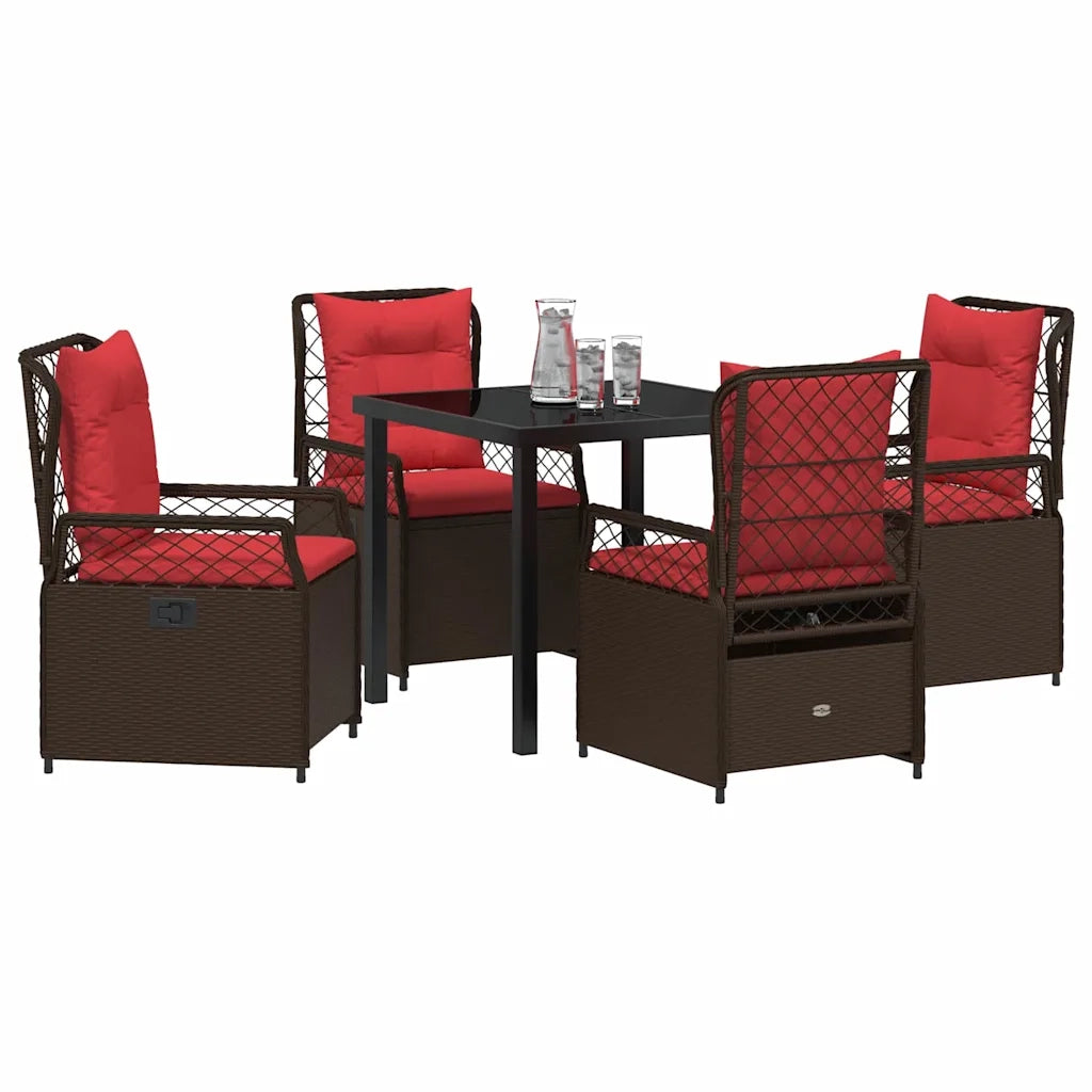 Set da Pranzo per Giardino 5 pcs Marrone polyrattan 3381045
