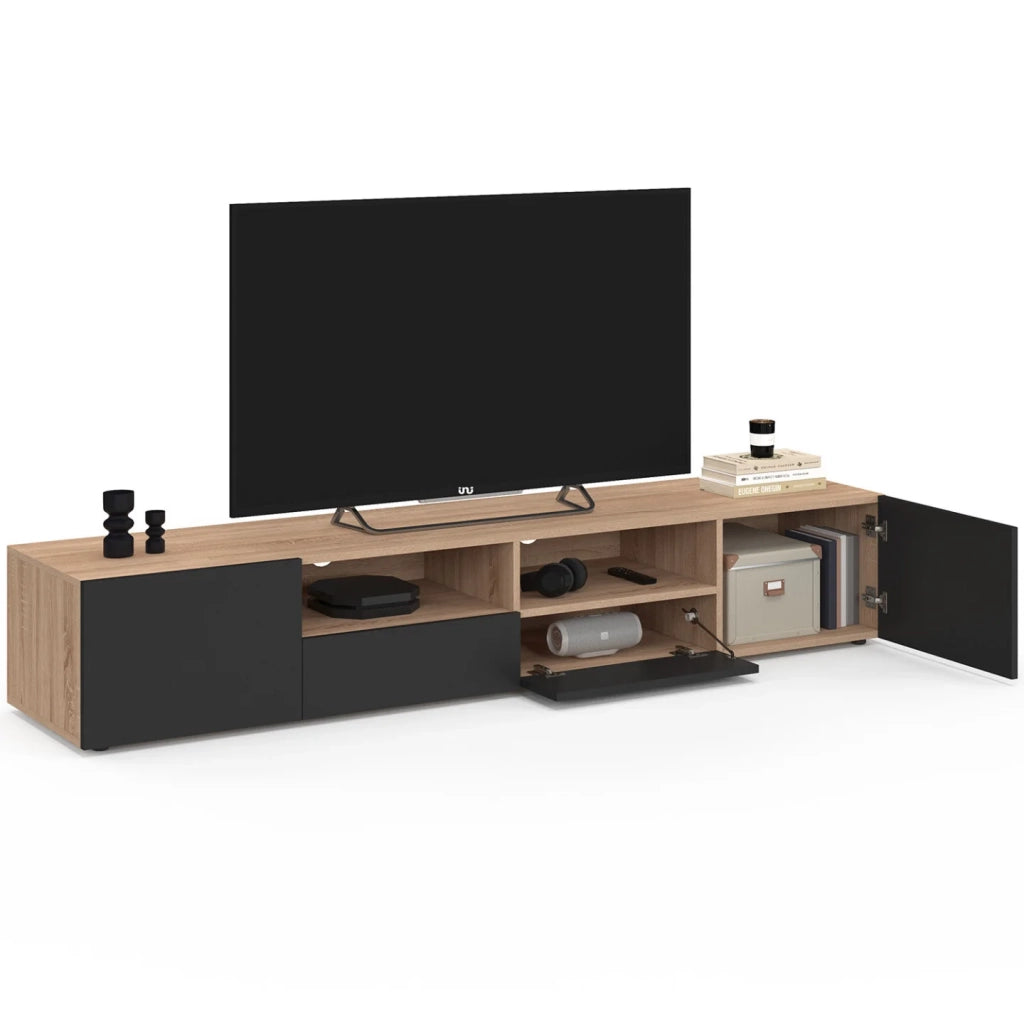 IDMarket - Porta TV ELI da 180 cm in faggio con ante nere