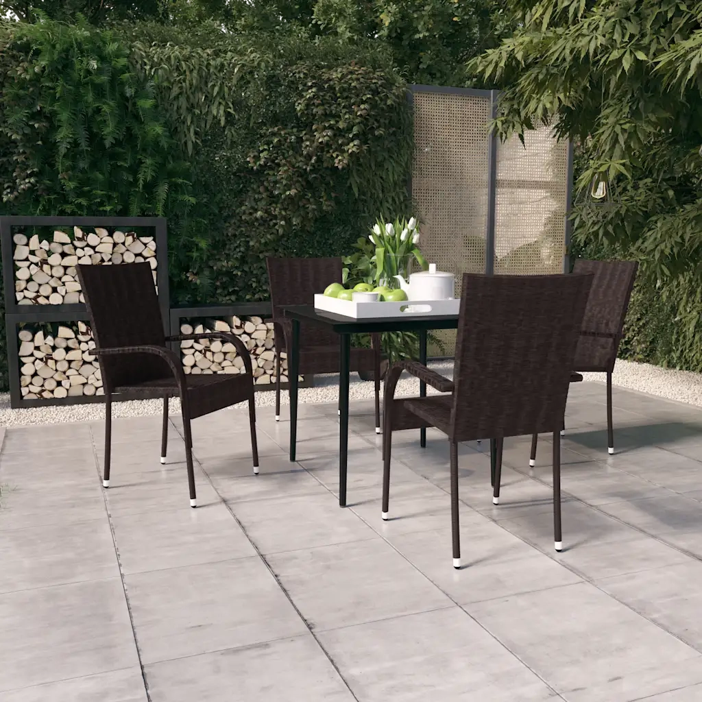Set da Pranzo da Giardino 5 pz Marrone e Nero 3099402