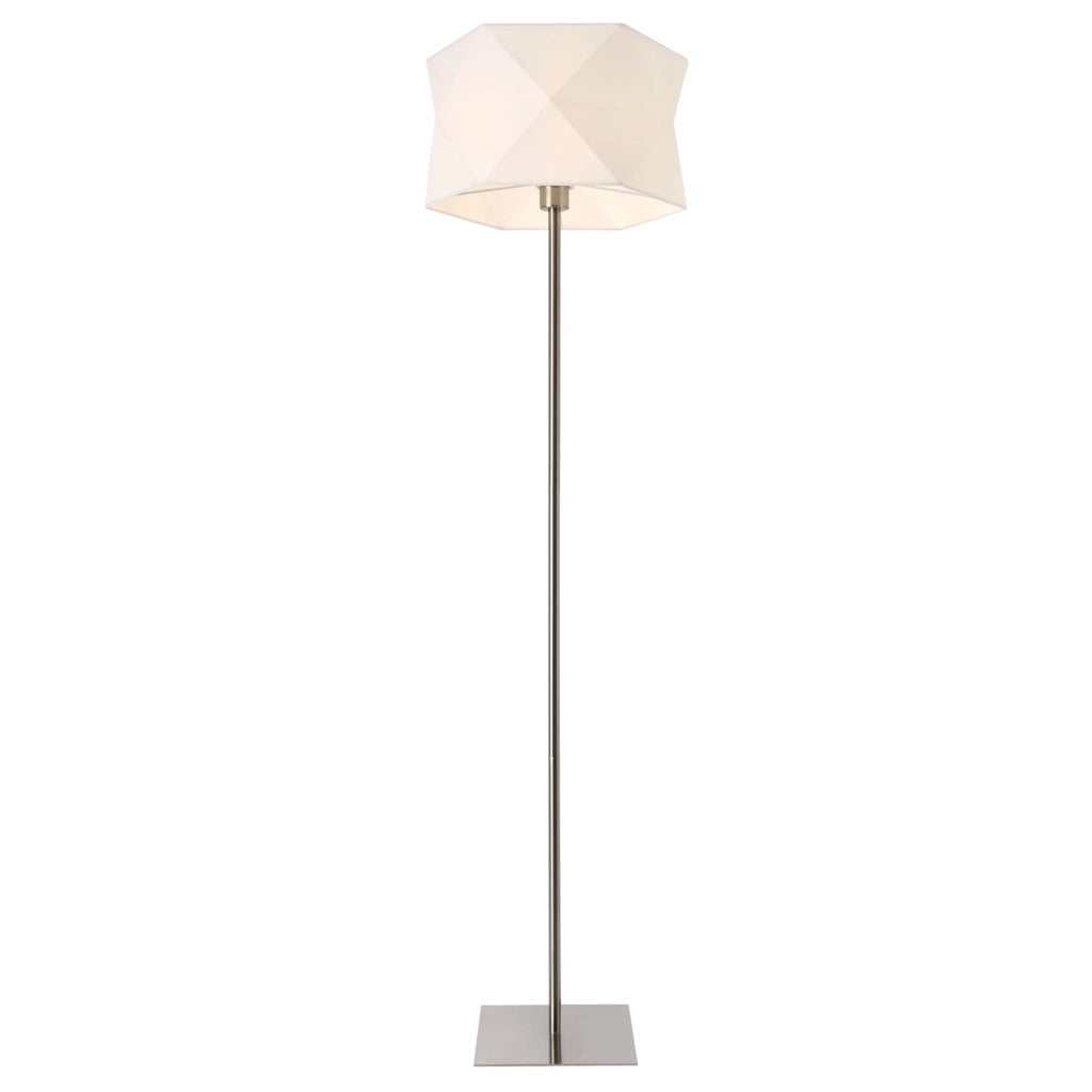 Lampada da terra base in metallo tela cromata 152 cm bianco 03_0002440