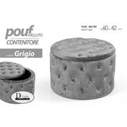 Pouf contenitore velluto grigio arredo scatola cm 60