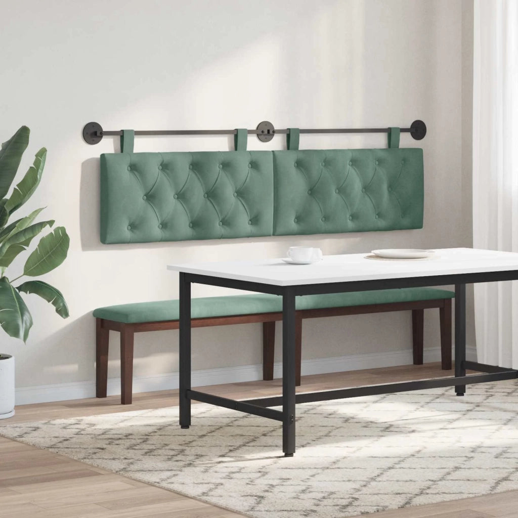 Testiera | Testata sospesa Con luce LED Verde Mare Velluto