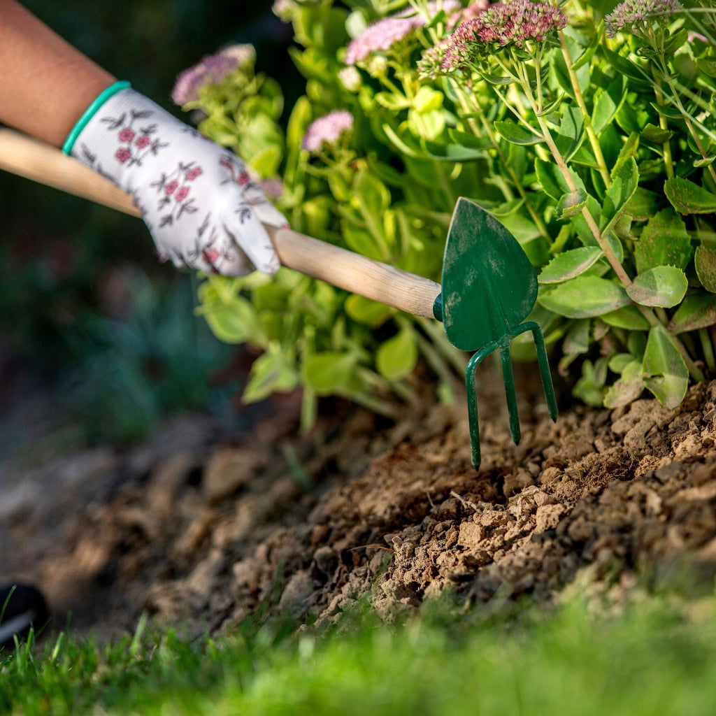 Zappa da giardino KADAX per scavare con forca da 7 cm e gancio da 83 cm