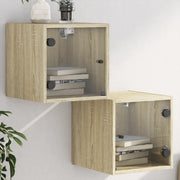 Comodini con Ante in Vetro 2pz Rovere Sonoma 35x37x35 cmcod mxl 111327
