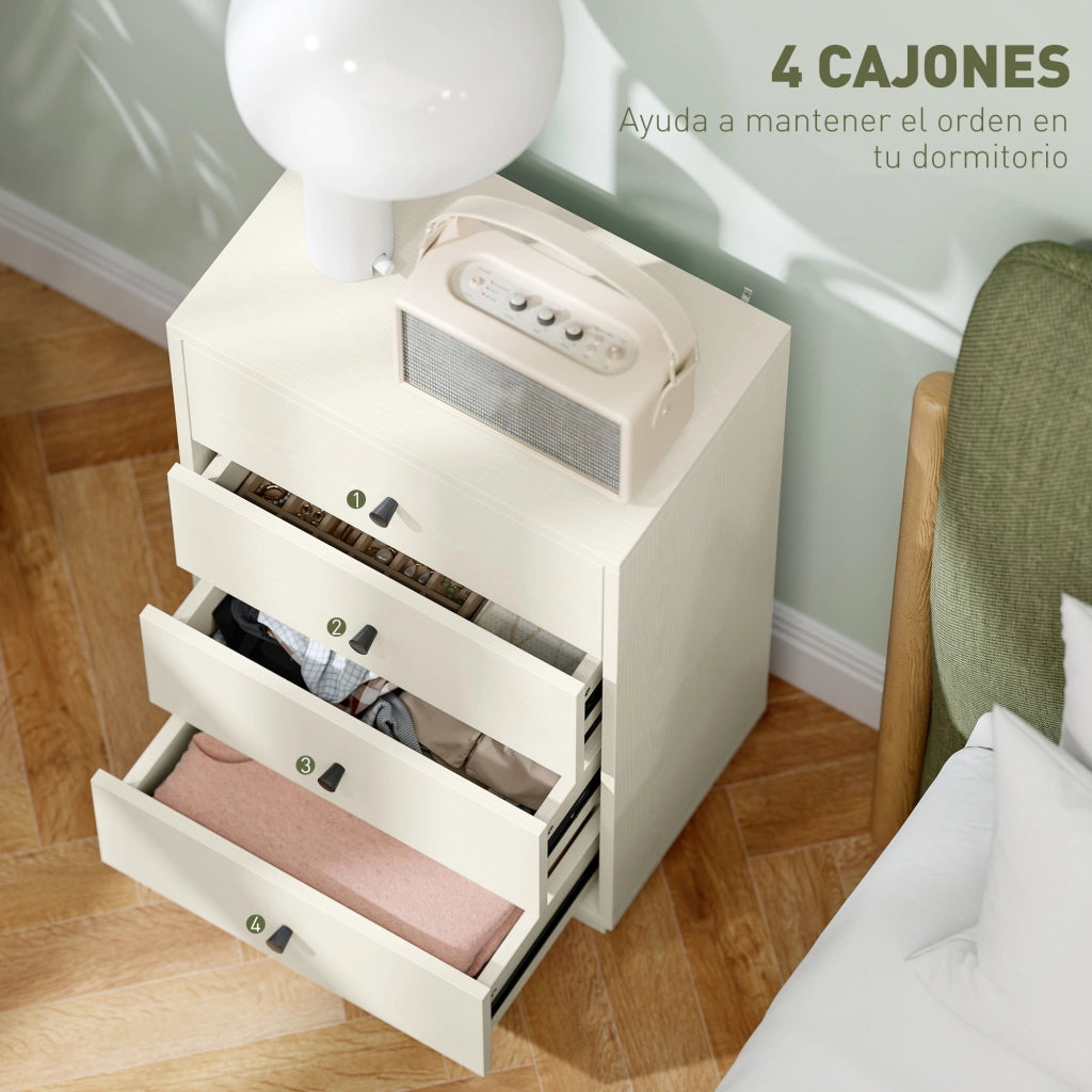 Cassettiera Stretto Moderna 4 Cassetti ¨C zephmum ¨C Bianco 47x29x75 cm