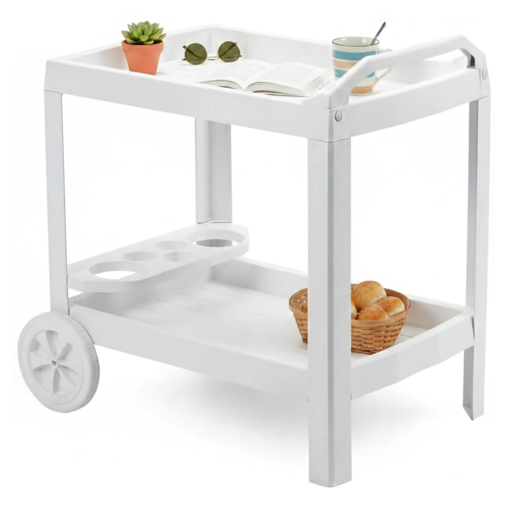 Chidester, Carrello 2 Ripiani Made in Italy, 53x74x73h cm Bianco