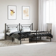 Giroletto con Testiera e Pediera-Struttura Letto Metallo Nero 183x213 cm 612512
