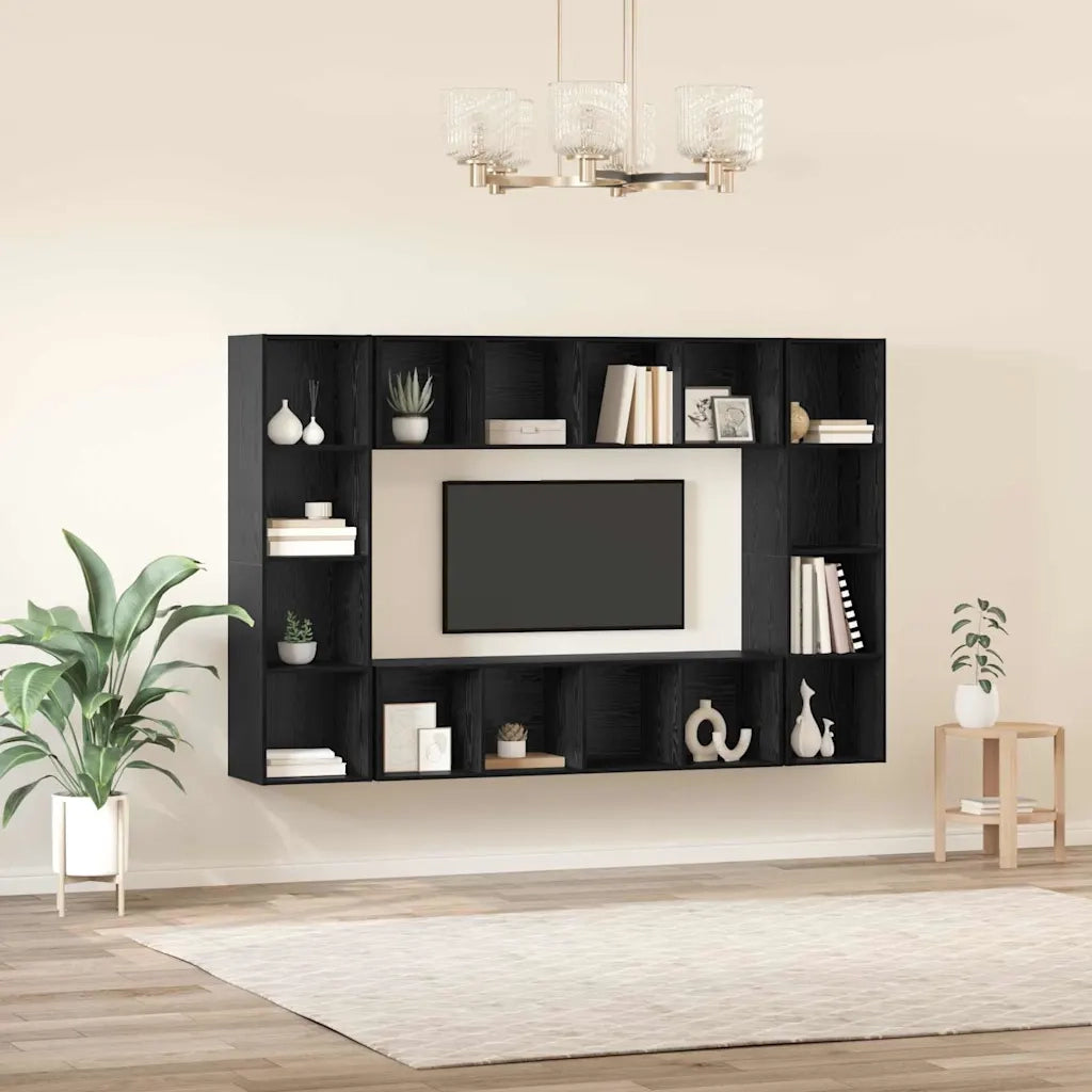 Set mobile TV 4 pz Nero Legno ingegnerizzato 3393544