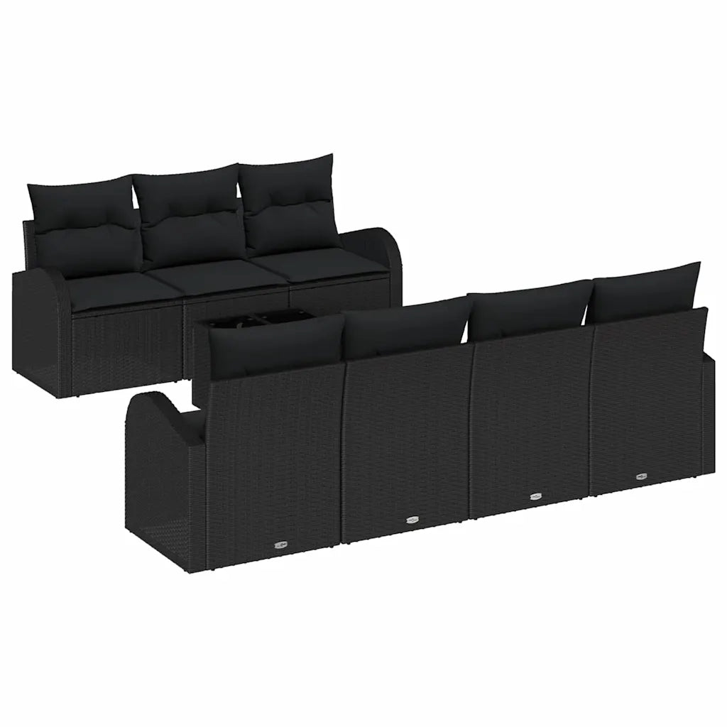 Set Divano da Giardino Nero 55 x 55 x 37 cm polyrattan 3345953