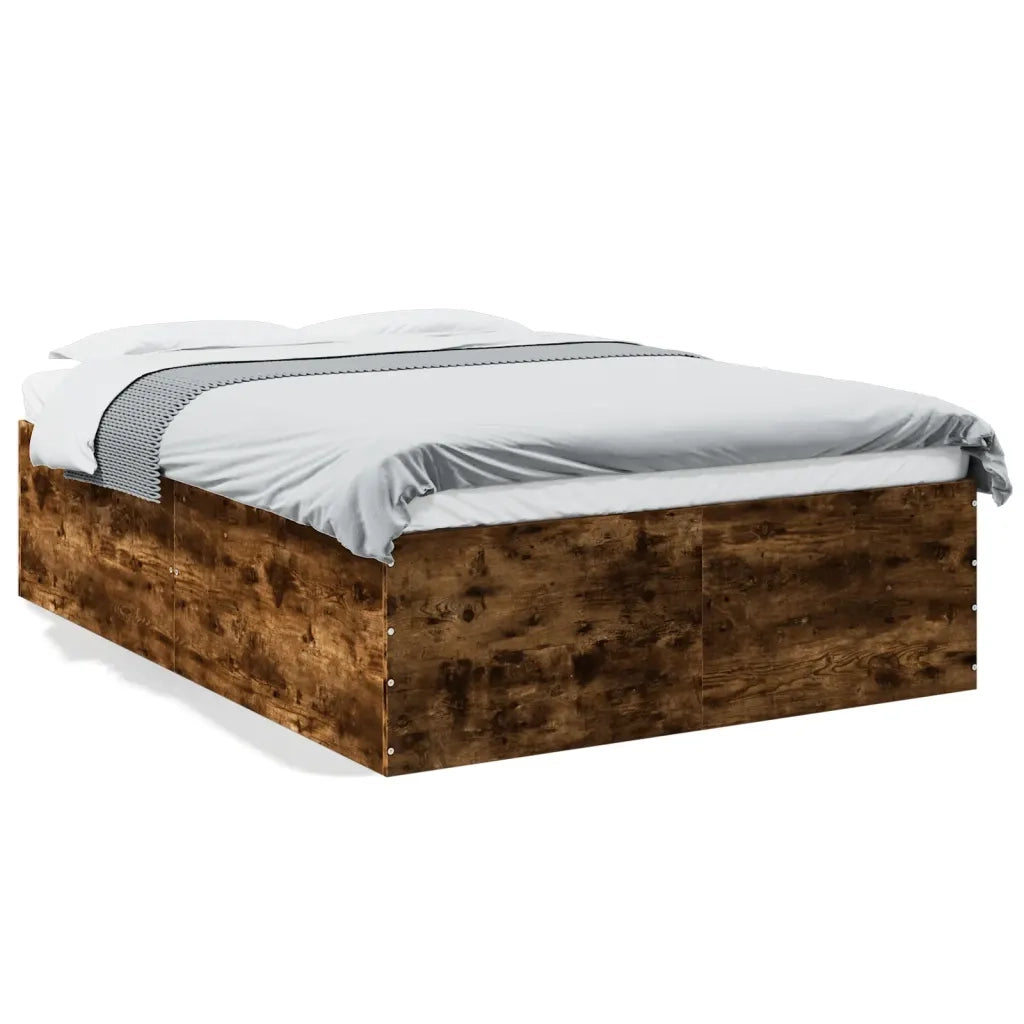 Letto matrimoniale | Letto per adulti | Giroletto Rovere Fumo 135x190 cm in Legno Multistrato