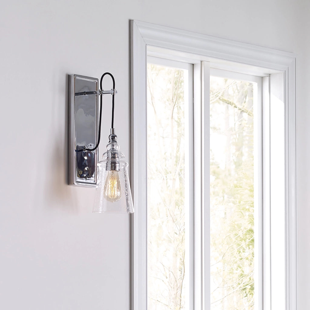 Applique Industrial Nordico Loras Acciaio Vetro 1 Luce E27