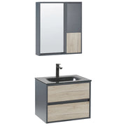 Set di mobili da bagno in 4 pezzi in MDF grigio 60 cm mobiletto in ceramica con specchio