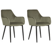 Set di 2 sedie da pranzo Braccioli in velluto verde oliva Gambe in metallo Nero Retro Glam
