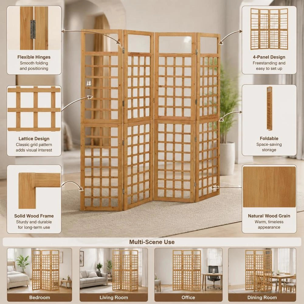 Trellis/Screen 4-piece Solid Fir Wood 161x180 Cm