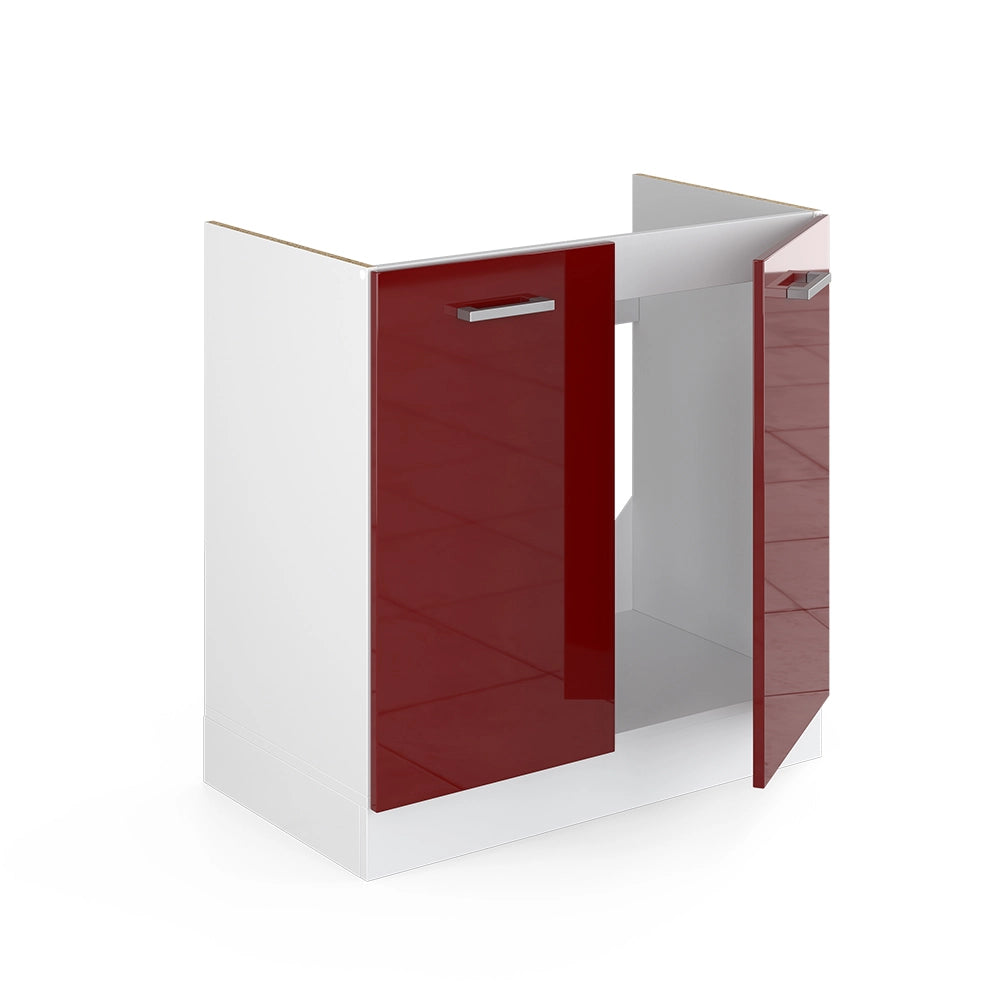 Vicco Mobile lavello cucina Rosso lucido 80 cm , PL Rovere