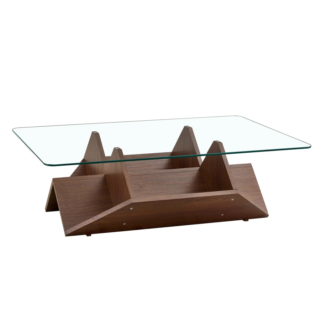 Tavolino da Caff¨¨ con Ripiani ¨C Xylo ¨C Vetro Temperato e MDF, Effetto Noce, Moderno