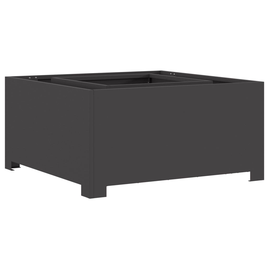 Braciere Quadrato Nero 80x80x40 cm Acciaio