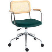 Sedia da Ufficio Girevole Regolabile ¨C Xylo ¨C Braccioli in Legno, Design Boho, Verde, 120kg