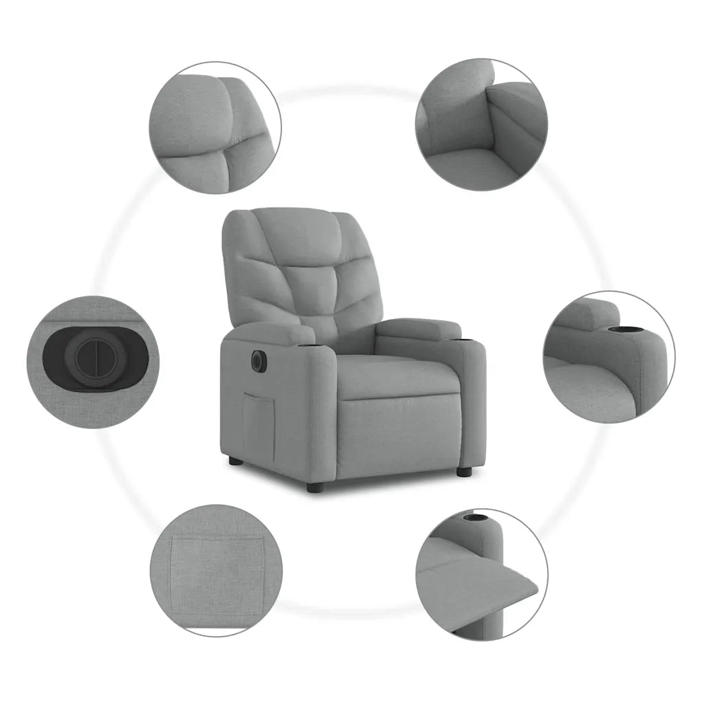 Poltrona Elettrica Reclinabile Grigio Chiaro in Tessuto 3204572