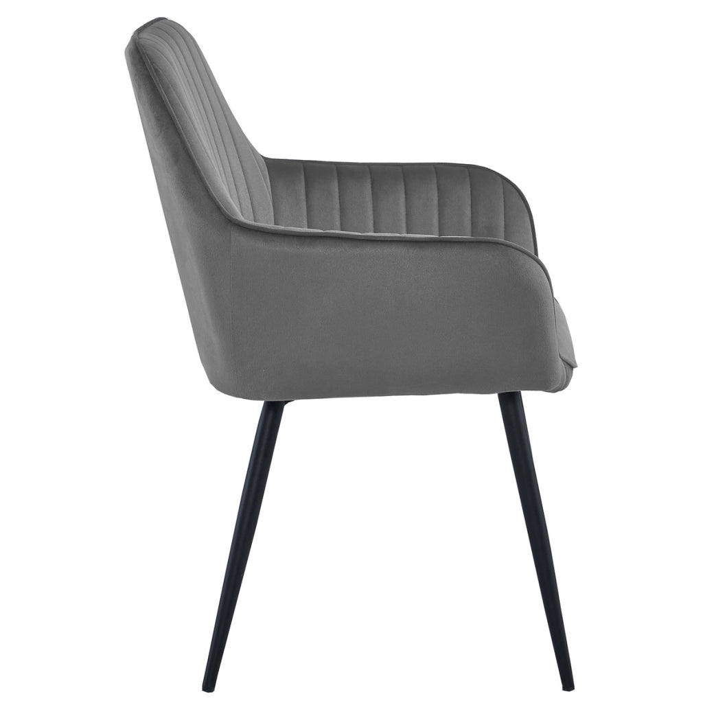 Sedia Solden in velluto grigio scuro con gambe nere