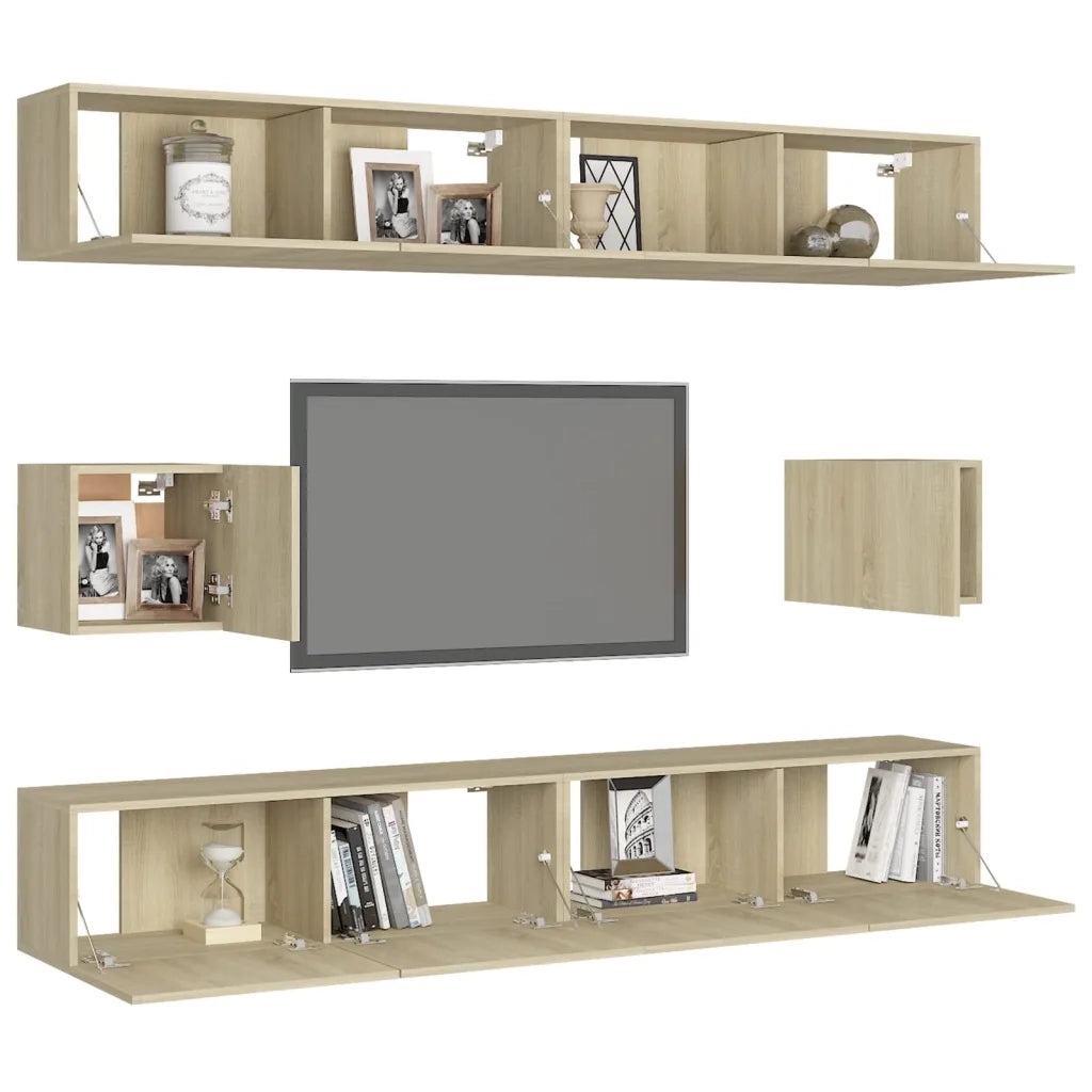 Set di Mobili Porta TV 6 pz Rovere Sonoma in Legno Multistrato 3078999