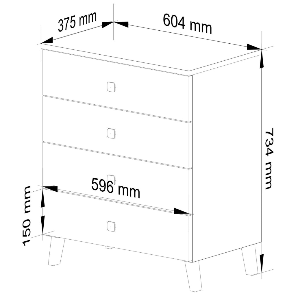 Cassettiera AKORD MOBI color bianco con 4 cassetti L60 x H73 x P37 cm