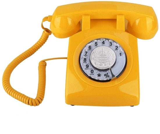 Fonino Retro - Telefono Vintage - Analogo - Giallo - Design Classico - Adatto per Casa e Ufficio