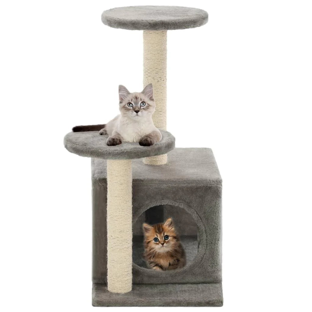 Tiragraffi albero per gatti cuccia per gatti peluche in sisal 60 cm grigio 3702218