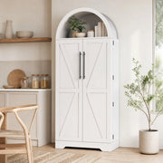 Mobile contenitore ad arco 70x40x165 cm in MDF bianco con ante e vani aperti