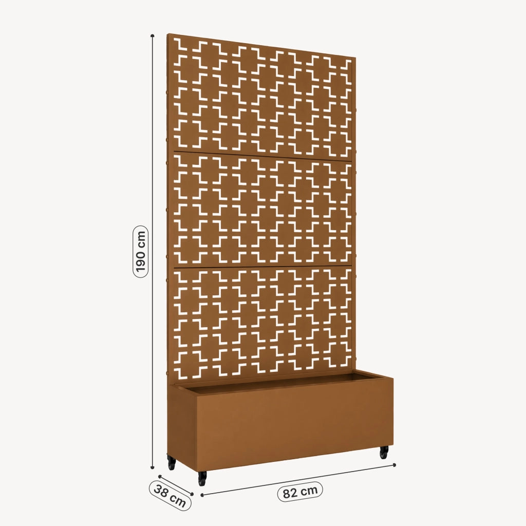 Fioriera con Spalliera Aaskis a Rotelle in Acciaio 190 x 82 x 38 cm - Marrone casa.pro