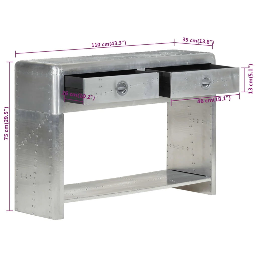 Credenza buffet cassettiera mobile contenitore organizer cucina soggiorno salotto stile aviatore 110 x 35 x 75 cm metallo Argento 02_0031751