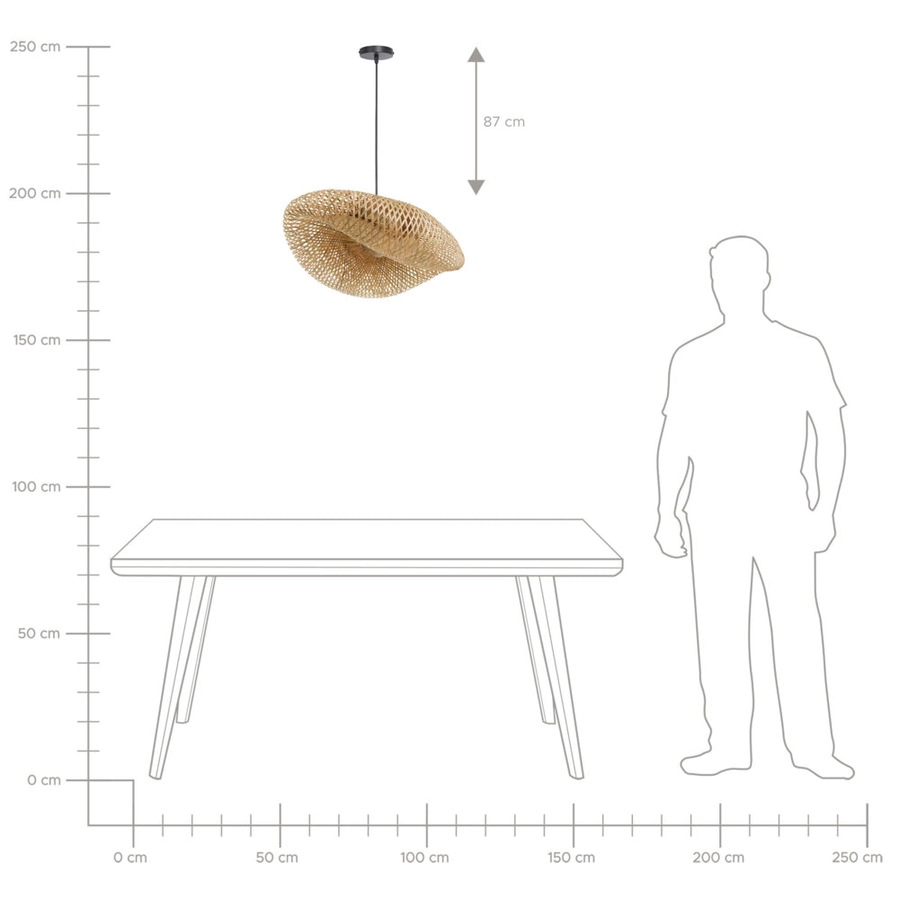 Lampada a sospensione in bambù intrecciato luce naturale stile contemporaneo