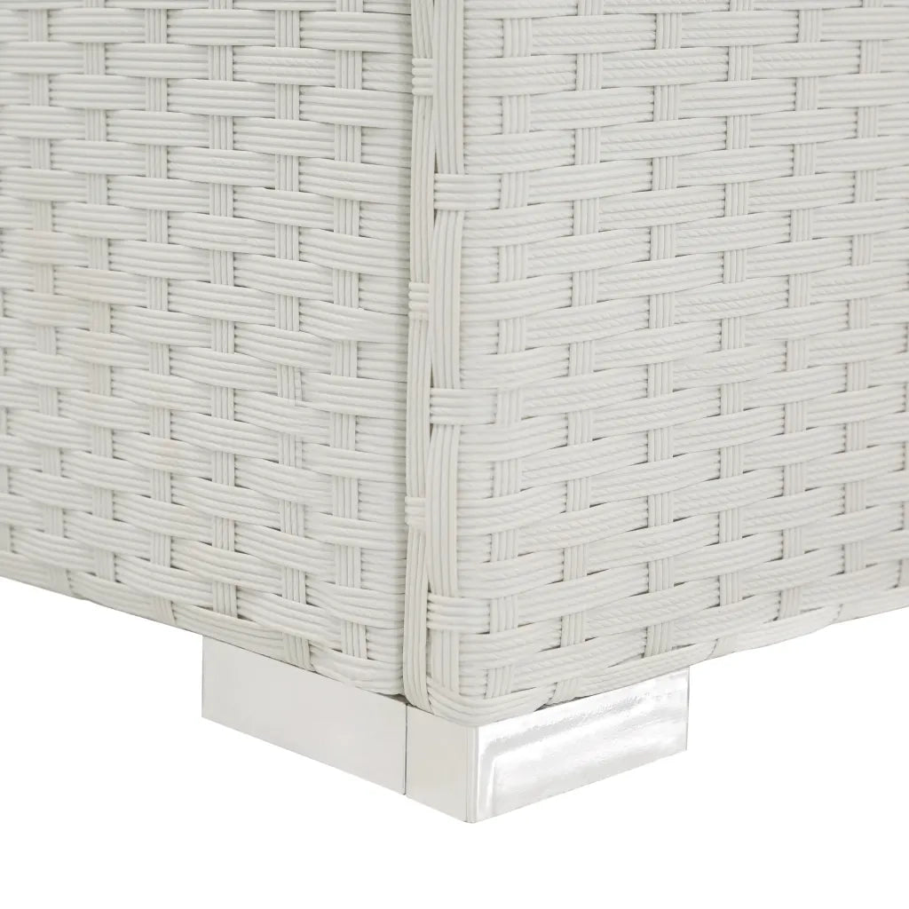 Lettino Prendisole con Cuscino in Polyrattan Bianco 43951