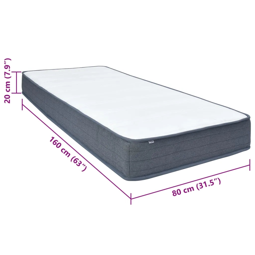 Materasso a Molle Insacchettate 160x80x20 cm Morbidezza Media in Tessuto