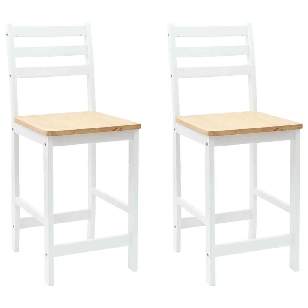 Sedie da pranzo 2 pcs Legno di gomma solido Bianco