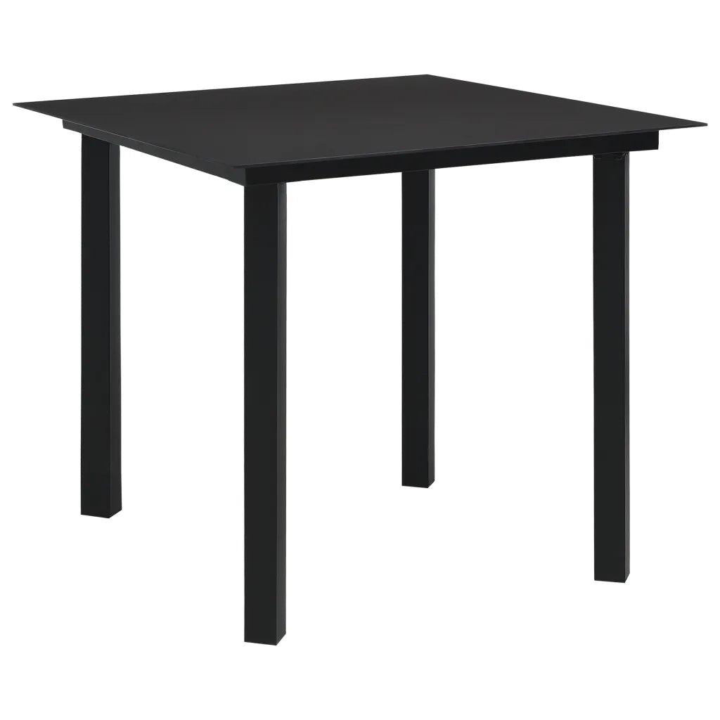 Set da Pranzo da Giardino 3 pz Nero in Vetro e Acciaio cod mxl 43605