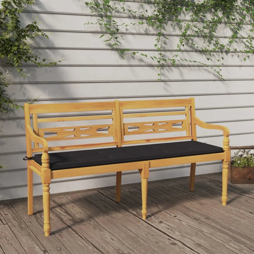Panca da Giardino | Panchina Batavia Cuscino Antracite 150 cm Legno Massello Teak