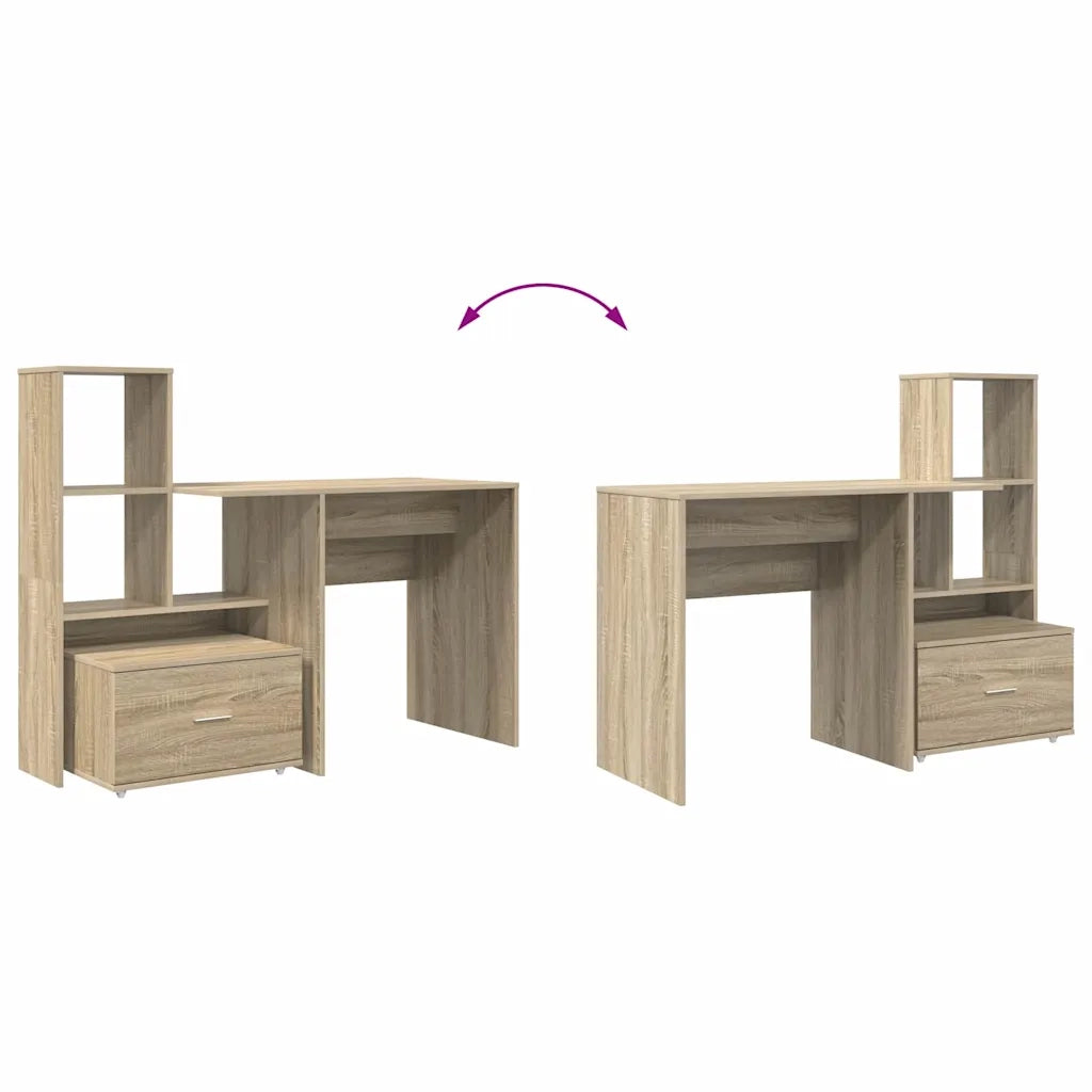 vidaXL Scrivania rovere sonoma 131.5 x 50 x 106.5 cm Legno multistrato
